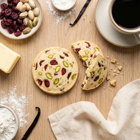 Cranberry Pistachio Shortbread Cookies